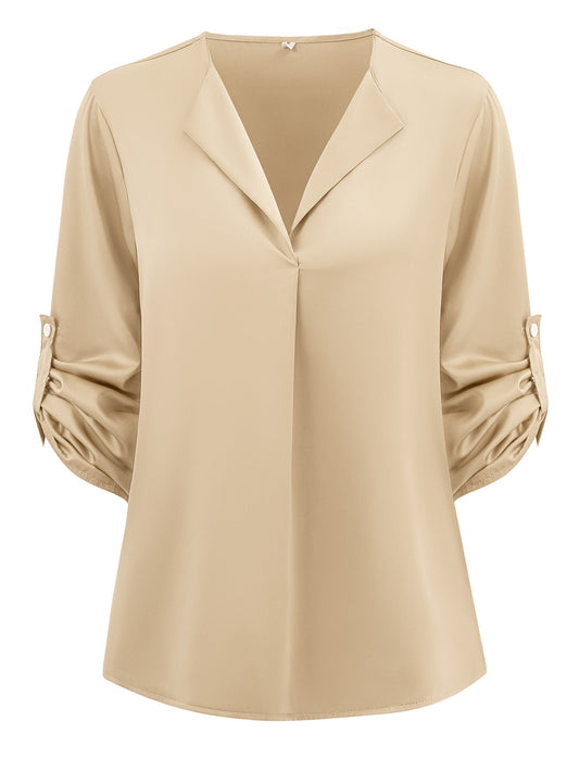 Haut Décontracté à Manches Longues – Col V & Coupe Ample