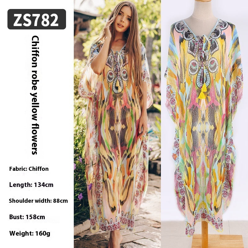 🌴 Robe Longue de Plage Transparente – Léger, Élégant & Bohème