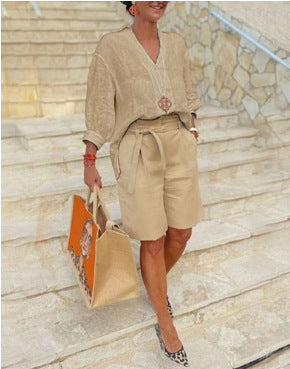 🍃 Ensemble Femme Coton & Lin – Élégance Décontractée & Confort Naturel