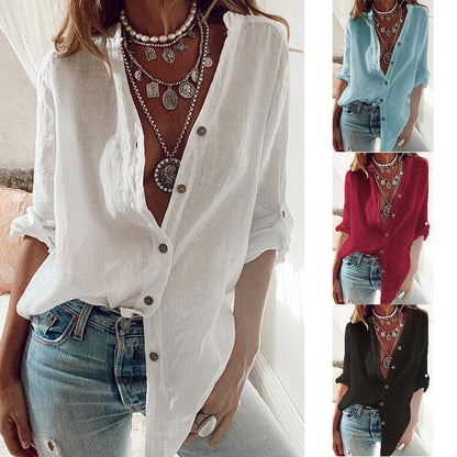 Cardigan Décontracté à Col V – Boutonnage Simple & Manches Rétractables