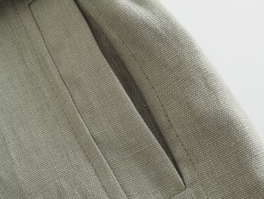 Ensemble Gilet Lin Ceinturé – Style Urbain Élégant