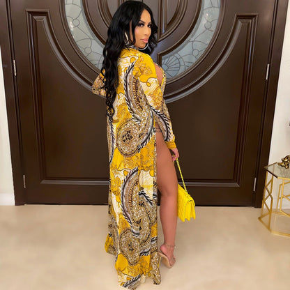 👙 Maillot de Bain 2 Pièces avec Châle – Élégance Imprimée & Protection Légère