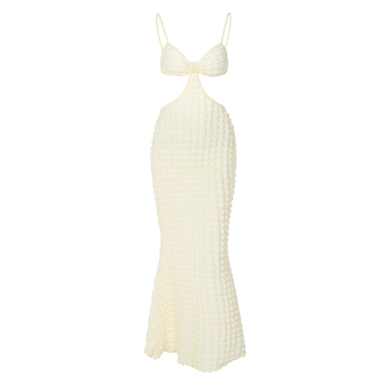 Robe Longue Élégante à Bretelles – Fendue, Dos Nu, Style Pure Désir