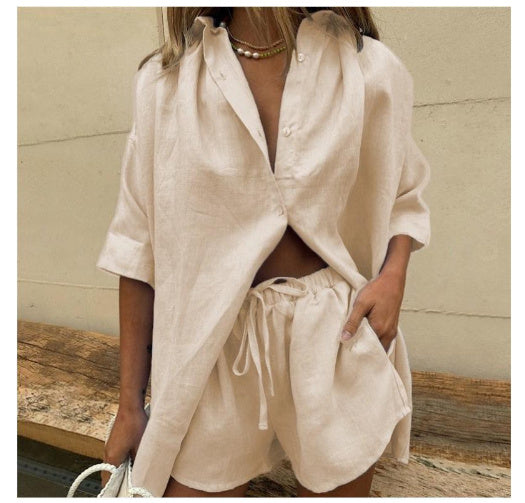 🌴 Ensemble Chemise & Short à Jambe Large – Fraîcheur Décontractée et Élégance Légère