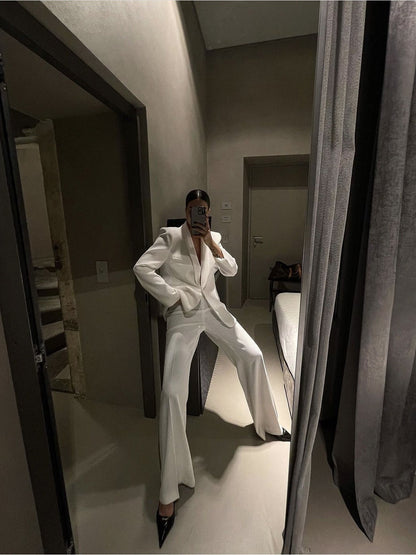 Ensemble Blazer & Pantalon Femme – Couleur Unie