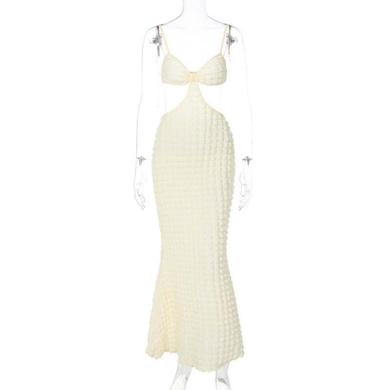 Robe Longue Élégante à Bretelles – Fendue, Dos Nu, Style Pure Désir