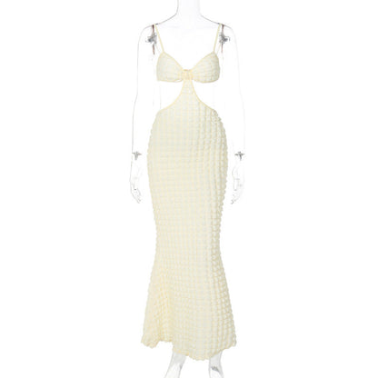 Robe Longue Élégante à Bretelles – Fendue, Dos Nu, Style Pure Désir