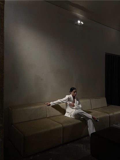 Ensemble Blazer & Pantalon Femme – Couleur Unie