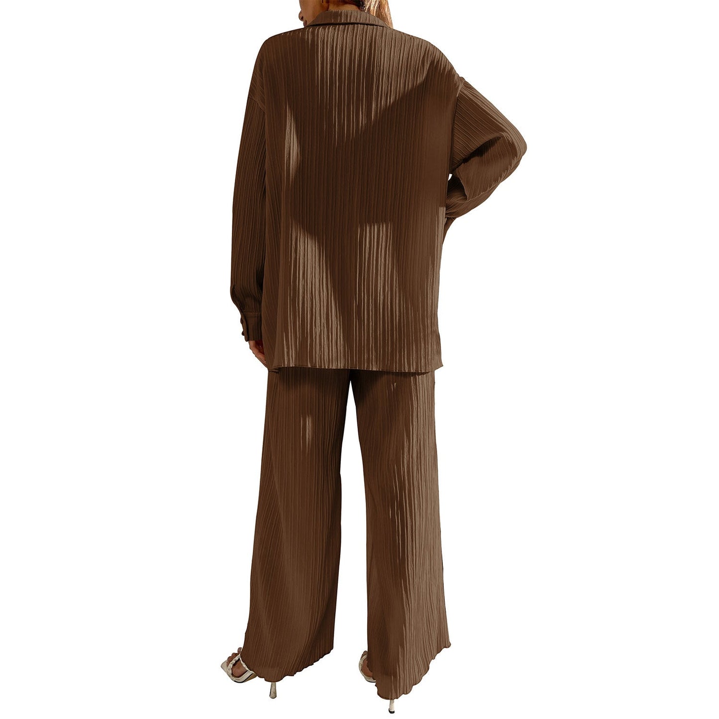 Ensemble Décontracté Élégant – Chemise Ample à Manches Longues & Pantalon Fluide